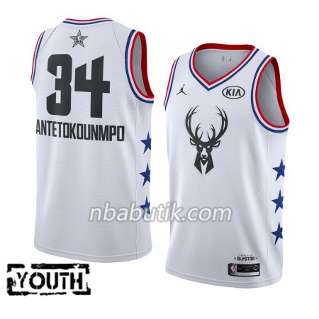 NBA Børn Trøje Milwaukee Bucks Giannis Antetokounmpo 34 2019 All-Star Jordan Brand Hvid Swingman NBA Børn Trøje Milwaukee Bucks Giannis Antetokounmpo 34 2019 All-Star Jordan Brand Hvid Swingman